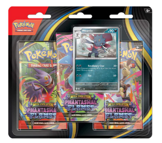 Pokemon TCG Mega Evolution Phantasmal Flames Three Booster Blisters (Weaville)