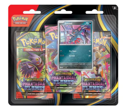 Pokemon TCG Mega Evolution Phantasmal Flames Three Booster Blisters ( Sneasel )