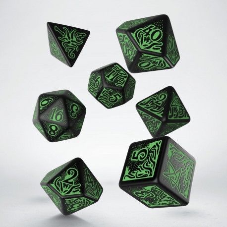 Call of Cthulhu 7th Edition Black & Green Dice Set 7