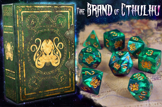 Elder Dice Brand of Cthulhu Dice - Drowned Green Polyhedral Set