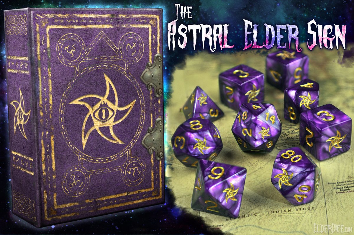 Elder Dice Astral Sign  - Mystic Purple Polyhedral Set