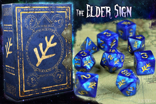 Elder Sign Dice - Blue Aether Polyhedral Set